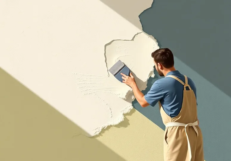 Application d'un enduit décoratif à la lisseuse sur un mur
